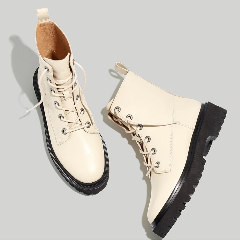 Madewell lace up lugsole boots in harvest moon